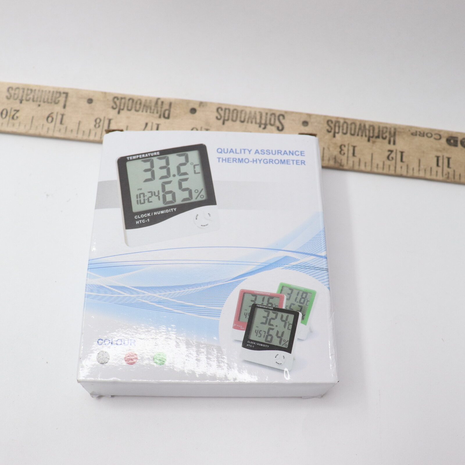 Alarm Clock Multi Function Digital LCD Thermo Hygrometer Black White HTC-1-image