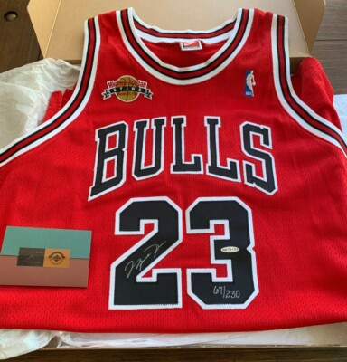 Michael Jordan Autographed Retirement Jersey 67/230 UpperDeck COA