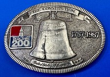 USA 200 Year Celebration Of The Constitution Patriotic Liberty Bell Belt Buckle