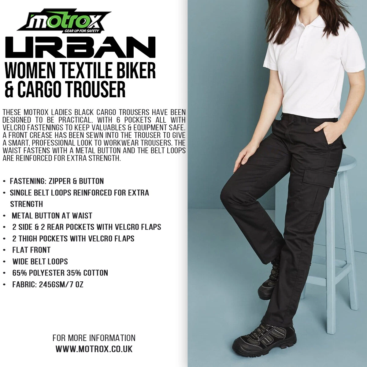 Ladies cotton cargo trousers sales