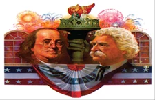 Epcot American Adventure Ben Franklin Mark Twain Poster MATTE 13x19