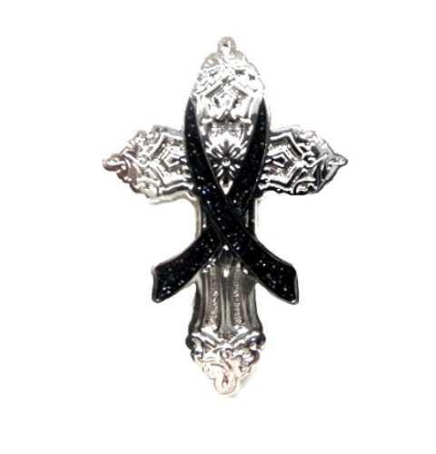 Black Ribbon Cross Pin Awareness Church Religious Inspire Many Cancer Cause New - Picture 8 of 8