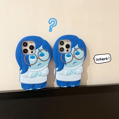 For iPhone 16 15 Pro Max 14 13 Cartoon Sadness 3D Shockproof Phone Case Cover