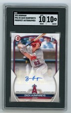 2023 Bowman Zach Humphreys Auto SGC 10 #PPA-ZH Angels