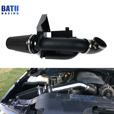 Cold Air Intake + Heat Shield Kit For 99-06 GMC/Chevy V8 4.8L/5.3L/6.0L – Polished Aluminum, Black Filter