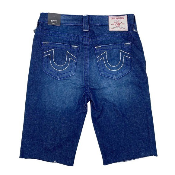 NEW True Religion Riley Big T Raw Hem Mid-Rise Bermuda Short 