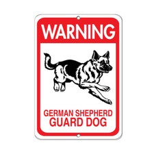 Vertical Metal Sign Multiple Sizes Warning German Shepherd Guard Dog Pet Animal
