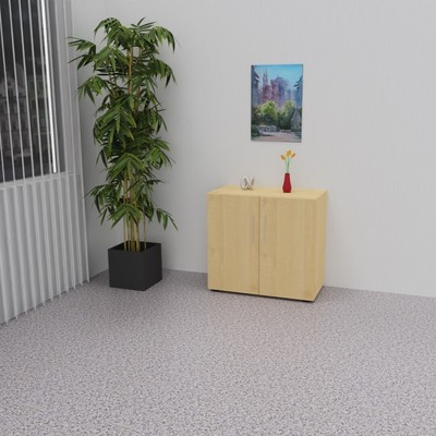 Türenschrank / Aktenschrank (2 OH) - B 80 cm x H 74,8 cm x T 42 cm, Ahorn Dekor