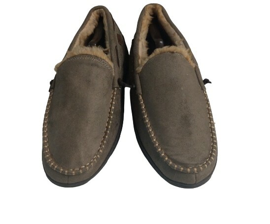 Dockers Mens Suede Moccasin Slippers Sherpa-Lined Memory Foam sz 11/12 Slip-On-image