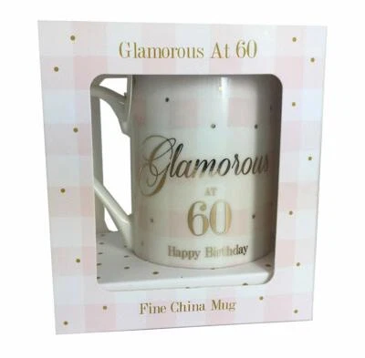 THE LEONARDO COLLECTION GLAMOROUS 60th Birthday Mug Cup Diamante Crystal Heart BNIB - Keepsake Gift