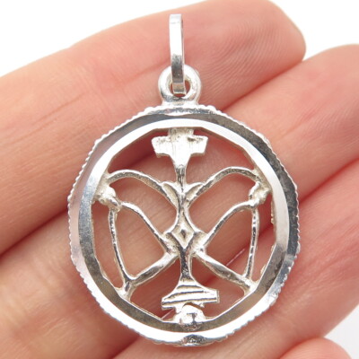925 Sterling Silver Vintage Libra Zodiac Sign Round Pendant | eBay