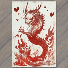 Art Print  Fiery Red Sea Creature Detailed Ink Art Fantasy Aquatic Magic Monster