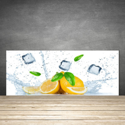 Glasbilder Wandbild Druck auf Glas 125x50 Limette Eiswürfel Küche
