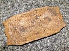 Carved Wooden Dough Bowl Primitive Wood Trencher Tray Rustic Home Decor 19 1/2"