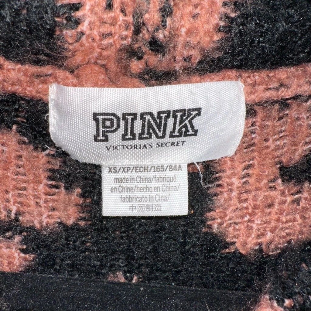 UNDERCOVER Felpa donna ROSA by Victoria's Secret XS cheetah con cappuccio marrone e nero cropped