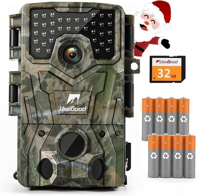 Usogood Hunting Camera 36MP/4K 30fps Wildlife Camera Trail Camera 32GB SD  card UK