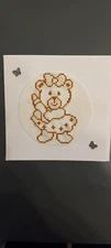 Completed Teddy Bear Finished Cross Stitch Greeting Card