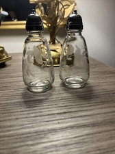 Vintage Etched Glass Floral Design Salt And Pepper Never Been Used