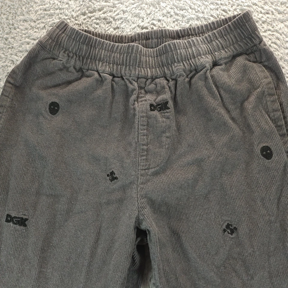 Pantalones DGK Para Hombres Pequeños Gris Pana Monograma Cordón Patrones de Monopatín Algodón Foto 3 de 4