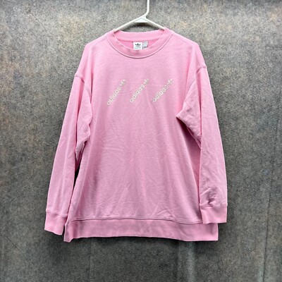 Adidas Sweater Women 1X Ladies Pink Crewneck Pullover Fleece