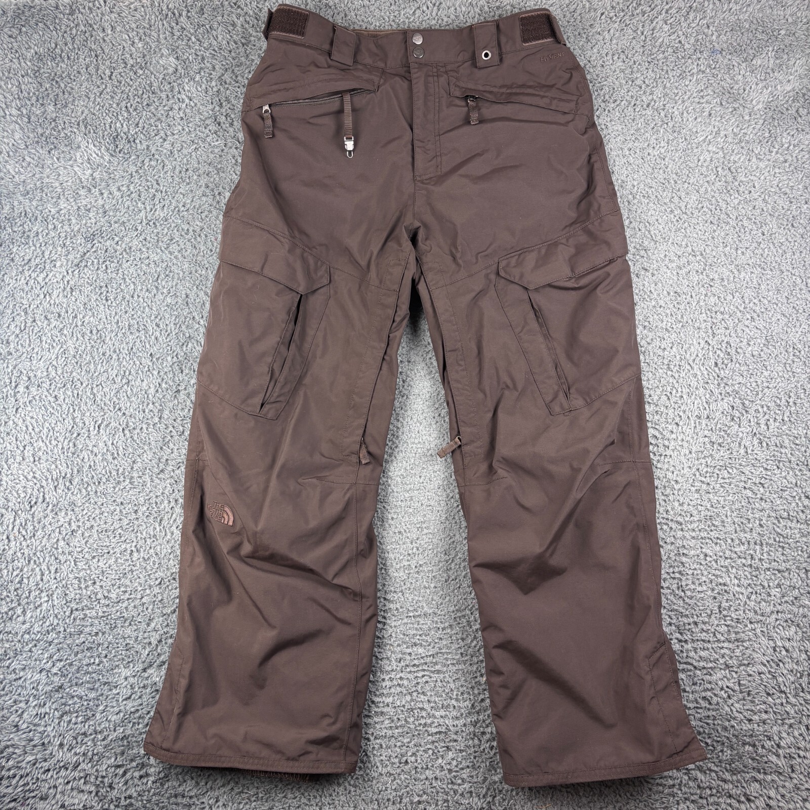 Pantalones de esquí North Face para hombre medianos marrón carga exterior snowboard HyVent TNF