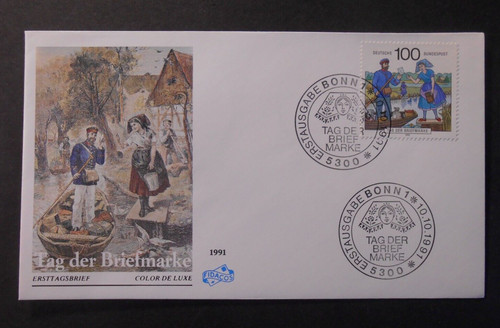 GERMANY, GERMANY, BUND 1991 Stamp Day 100pf envelope FDC