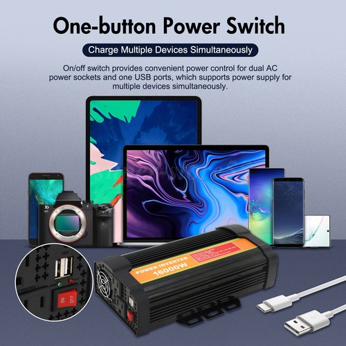 Inversor de energía para automóvil de 16000 W CC 12 V a CA 110 V convertidor solar de onda sinusoidal pura LCD - Imagen 6 de 13