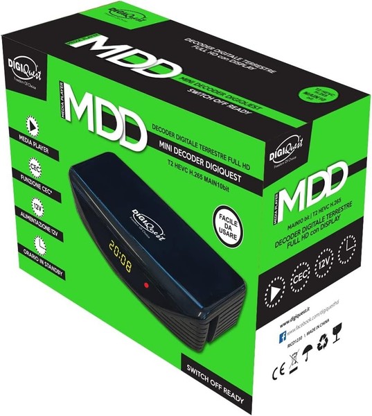 TDT Receptor Full HD DVB-T2 Digiquest MDD Sintonizador, Euroconector SCART HDMI