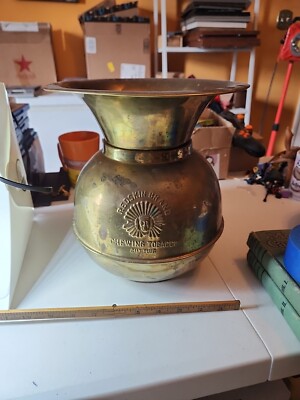 Vintage Copper Brass Spittoon Redskin Chewing Tobacco 10” Ice Bucket  Washington