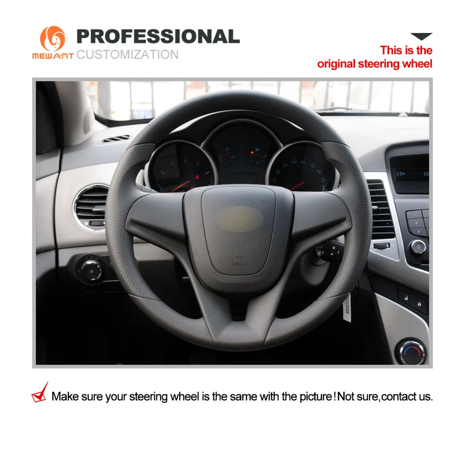 Cubierta de volante de cuero negro para Chevrolet Cruze Aveo Orlando Holden Cruze Foto 2 de 4