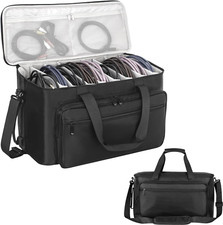 Large Travel Gig Band Cable File Bag With Detachable DividersDJ Cord Organiz...