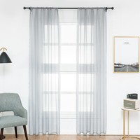 Woltu Gardine Transparent Dekoschal Vorhang Voile Mit KräUselband 140X245Cm Grau