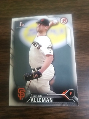 JUSTIN ALLEMAN 2016 BOWMAN DRAFT CARD BD-71 GIANTS (FIRST PROSPECT BASE)