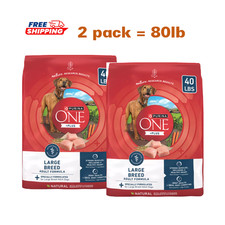 2 Pack, Purina® ONE® +Plus Large Breed Adult Dog Dry Food -Chicken, 40lb/bag 1.07 per pound