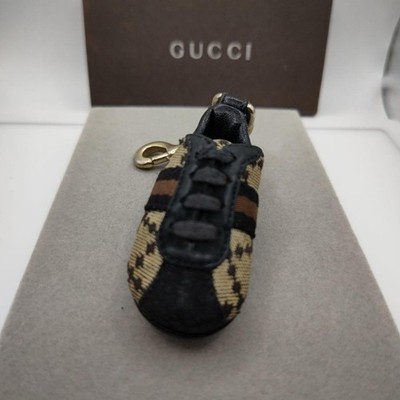GUCCI Sneaker Shoe Diamante Key ring chain Bag Charm Sherry Line Web Black Brown