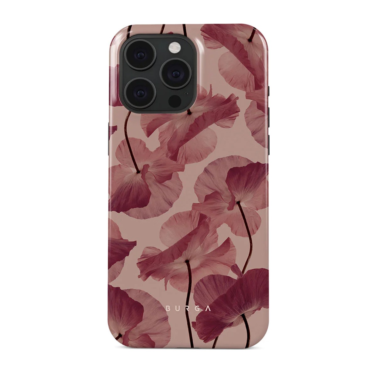 Coque iPhone 15 Pro robuste antichoc Burga Tender Kiss rouge double couche