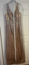 Champagne Gold Sequin Sleeveless V-Neck Embellished Formal Gown