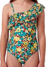 Kanu Surf Girls Morgan Floral Ruffle 1-Shoulder 1-piece Swimsuit