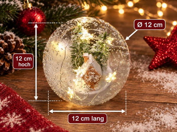 Formano Dekokugel Zuckerhaus 12Cm LED Timer Glas Innen Winterlandschaft-image