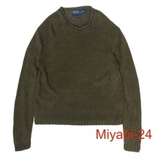 Ralph Lauren Polo Knit Sweater M Linen Khaki Vintage Used