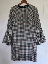 Lauren Ralph Lauren Dress Womens 4 Houndstooth Bell Sleeves Preppy Office Career