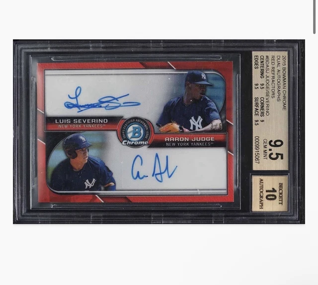 2015 Bowman Chrom Rot Refraktor Aaron Judge Luis Severino RC AUTO /5 BGS 9,5