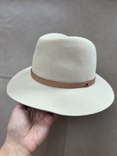 Rag & Bone Women Wool Fedora with Leather Band Hat Beige