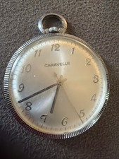 Vintage Caravelle by Bulova Pocket Watch Silver Tone Hunter Style Untested