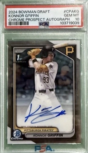 2024 Bowman Draft Chrome Prospect Autograph Konnor Griffin #CPA-KG PSA 10 Pirat…