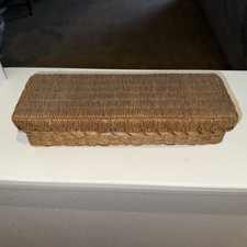 Vintage Brown woven lidded rectangle Storage Basket