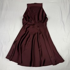 ZARA Burgundy Satin High Neck Sleeveless Mini Dress Women Size S