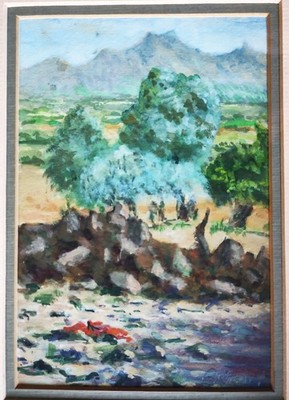 Mallorca - Can Xenet 1994 nach B. Fisher - original signiertes Gouache Gemälde