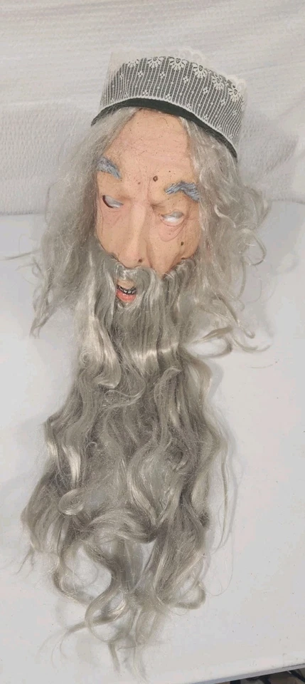 Harry Potter Dumbledore Adult Latex Mask Rare Vtg Full Head Hair Beard Bust  - Image 2 of 4