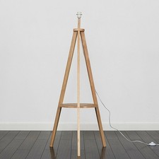 ValueLights Morrigan Natural Wood Tripod Floor Lamp Base with Shelf 130cm Tall 